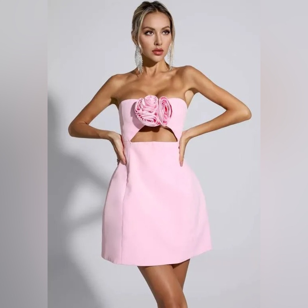 Catchall Poppy Pink Flower Pink Cocktail Dress NWT